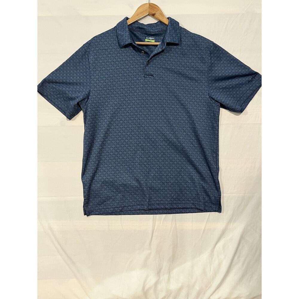 Ben Hogan Polo Mens L Blue Pattern Performance Golf Shirt